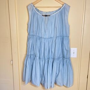 Cotton Flowy Sleeveless Blue Dress